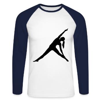 fitness femme silhouette gym gym - T-shirt baseball manches longues Homme - blanc/marine - Devant - Nik (191cm)