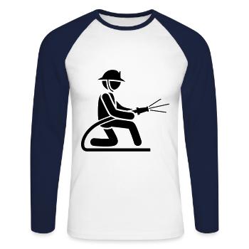 pompiers pompiers icône icône - T-shirt baseball manches longues Homme - blanc/marine - Devant - Nik (191cm)
