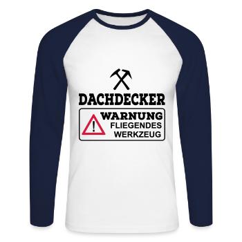 Couvreurs - T-shirt baseball manches longues Homme - blanc/marine - Devant - Nik (191cm)