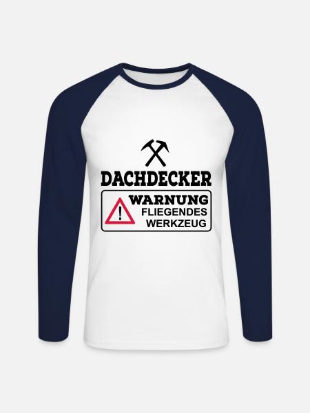 Dachdecker - Unisex Baseballshirt langarm - Weiß/Navy