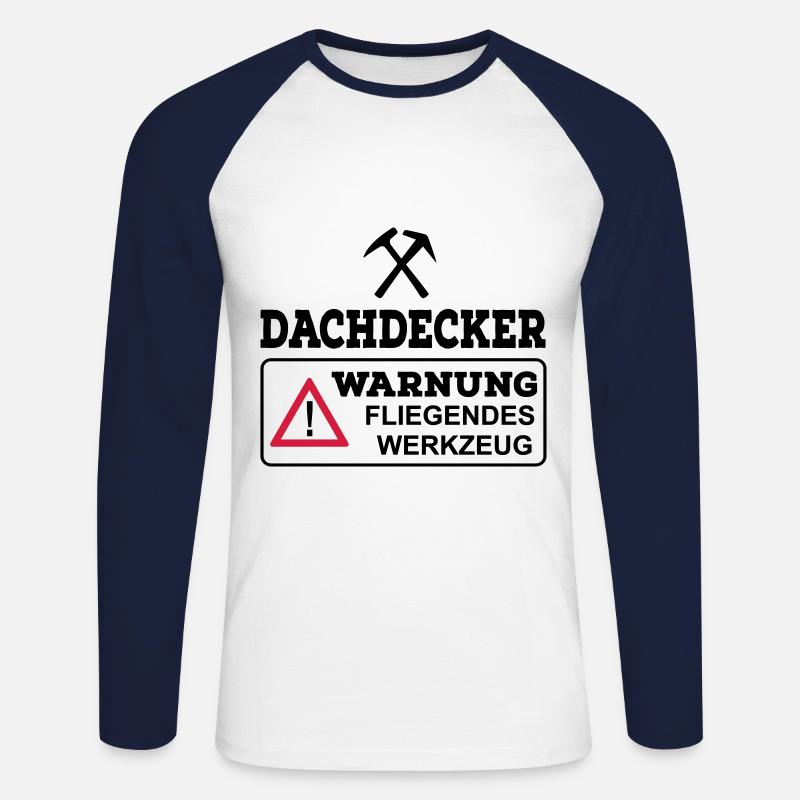 Dachdecker - Unisex Baseballshirt langarm - Weiß/Navy