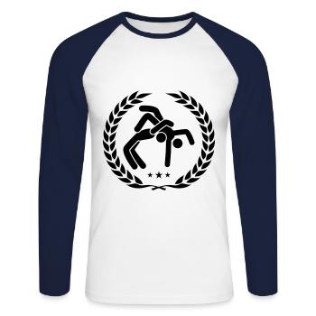 Wrestling Martial Arts Wrestling - Unisex Long Sleeve Baseball T-Shirt - white/navy - Front - Nik (191cm)