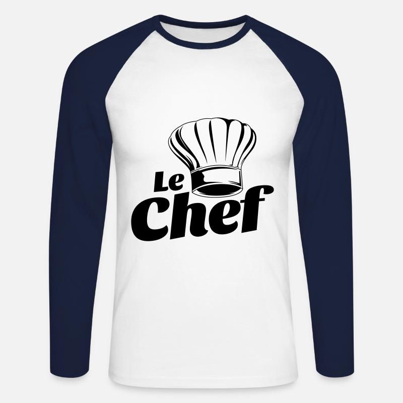 chef hat cook le chef - Unisex Long Sleeve Baseball T-Shirt - white/navy