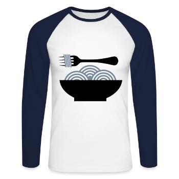 Spaghetti - Unisex Baseballshirt langarm - Weiß/Navy - Vorne - Nik (191cm)