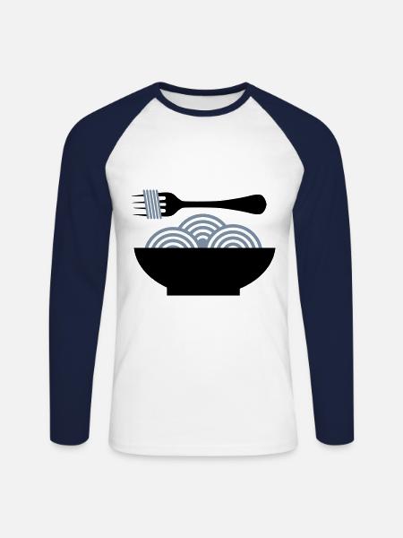 Spaghetti - T-shirt baseball manches longues Homme - blanc/marine