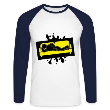 Canapé Canapé Fatigué Icon - T-shirt baseball manches longues Homme - blanc/marine - Devant - Nik (191cm)