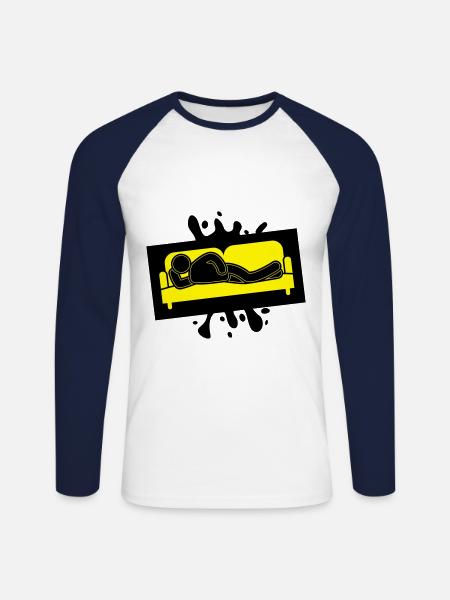 Couch Sleeping Sofa Tired Icon - Unisex Long Sleeve Baseball T-Shirt - white/navy