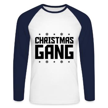 Christmas gang crew fête noël - T-shirt baseball manches longues Homme - blanc/marine - Devant - Nik (191cm)
