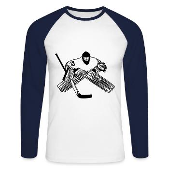 Hockey de hockey gardien de but silhouette hockey - T-shirt baseball manches longues Homme - blanc/marine - Devant - Nik (191cm)