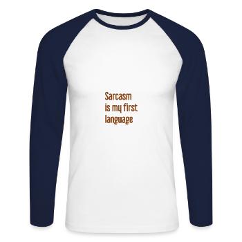 Sarcasm Pro - Unisex Long Sleeve Baseball T-Shirt - white/navy - Front - Nik (191cm)