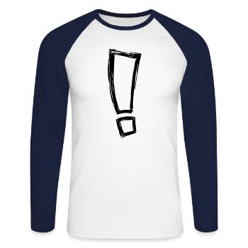 Ausrufezeichen - Unisex Baseballshirt langarm - Weiß/Navy - Vorne - Nik (191cm)