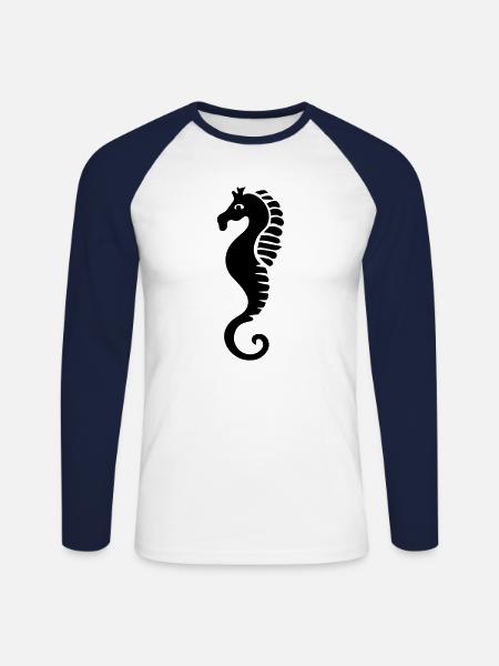 Hippocampe - T-shirt baseball manches longues Homme - blanc/marine