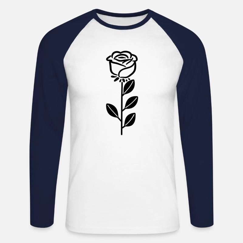 Rosa Blume - Unisex Baseballshirt langarm - Weiß/Navy