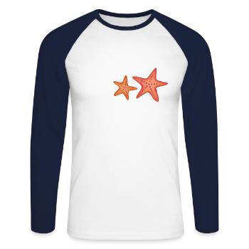 Étoile de mer - T-shirt baseball manches longues Homme - blanc/marine - Devant - Nik (191cm)