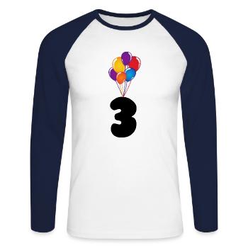 3rd anniversary - Unisex Long Sleeve Baseball T-Shirt - white/navy - Front - Nik (191cm)
