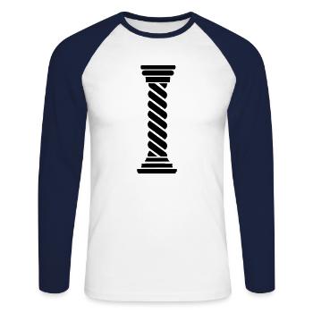 Colonne grecque - T-shirt baseball manches longues Homme - blanc/marine - Devant - Nik (191cm)