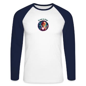Ich bin ein Engel - Unisex Baseballshirt langarm - Weiß/Navy - Vorne - Nik (191cm)