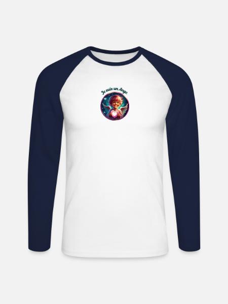 I'm an Angel - Unisex Long Sleeve Baseball T-Shirt - white/navy