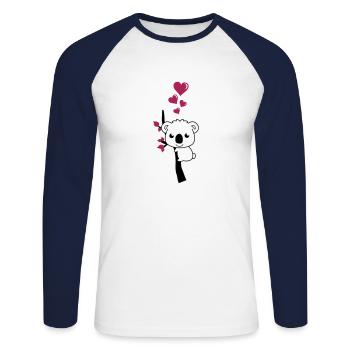 koala doux 002 - T-shirt baseball manches longues Homme - blanc/marine - Devant - Nik (191cm)