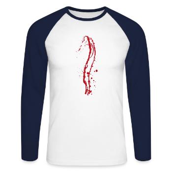Farbe Klecks Spritzer Maler Geschenk bunt rot Blut - Unisex Baseballshirt langarm - Weiß/Navy - Vorne - Nik (191cm)