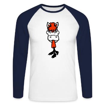 Cheval mangeant carotte carotte manger faim légumes sucré - T-shirt baseball manches longues Homme - blanc/marine - Devant - Nik (191cm)