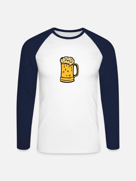 Bier Bier verre2203 - Unisex Baseballshirt langarm - Weiß/Navy