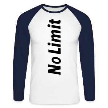 cool, des sorts, drôles,couples,moto, - T-shirt baseball manches longues Homme - blanc/marine - Devant - Nik (191cm)
