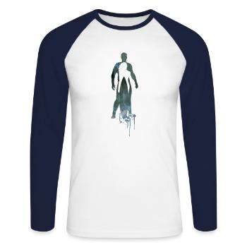 Silhouettes of the Surf - Unisex Baseballshirt langarm - Weiß/Navy - Vorne - Nik (191cm)