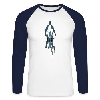 Silhouettes du surf - T-shirt baseball manches longues Homme - blanc/marine - Devant - Nik (191cm)