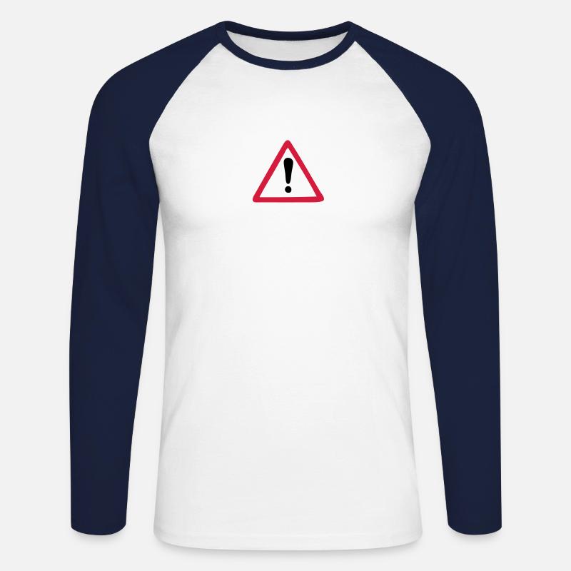 Warn Zeichen Warnung - Unisex Baseballshirt langarm - Weiß/Navy