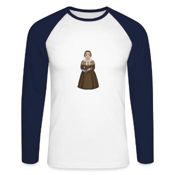 Fredrika Bremer - Unisex Baseballshirt langarm - Weiß/Navy - Vorne - Nik (191cm)