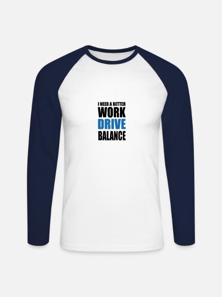 Work Drive Balance - Unisex Long Sleeve Baseball T-Shirt - white/navy