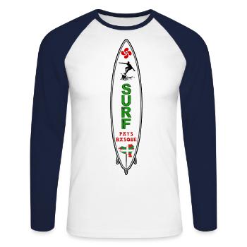Basque Surfing Team - T-shirt baseball manches longues Homme - blanc/marine - Devant - Nik (191cm)