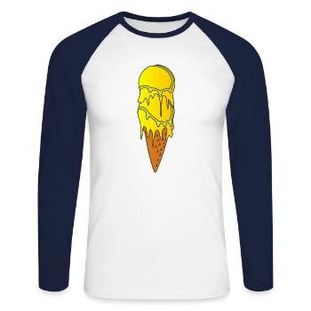 Tennis Eis Eiscreme Eiskugel Sommer Sonne Vanilie - Unisex Baseballshirt langarm - Weiß/Navy - Vorne - Nik (191cm)