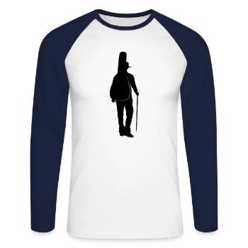 Wandergitarre harmonische Wanderung Akustikgitarre - Unisex Baseballshirt langarm - Weiß/Navy - Vorne - Nik (191cm)