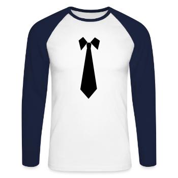 Tie - Unisex Long Sleeve Baseball T-Shirt - white/navy - Front - Nik (191cm)