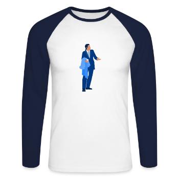 Urban - john travolta - T-shirt baseball manches longues Homme - blanc/marine - Devant - Nik (191cm)