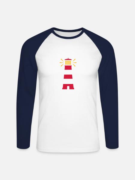 phare - T-shirt baseball manches longues Homme - blanc/marine