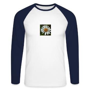 Blume welche sich nach licht sehnt - Unisex Baseballshirt langarm - Weiß/Navy - Vorne - Nik (191cm)