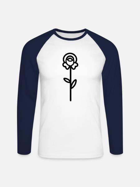 Rosa Blume - Unisex Baseballshirt langarm - Weiß/Navy
