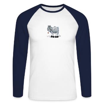 Pferd mit Blume - Unisex Baseballshirt langarm - Weiß/Navy - Vorne - Nik (191cm)