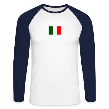 Drapeau italien brillant sur la poitrine - T-shirt baseball manches longues Homme - blanc/marine - Devant - Nik (191cm)