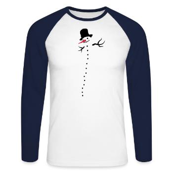 snowman - Unisex Long Sleeve Baseball T-Shirt - white/navy - Front - Nik (191cm)