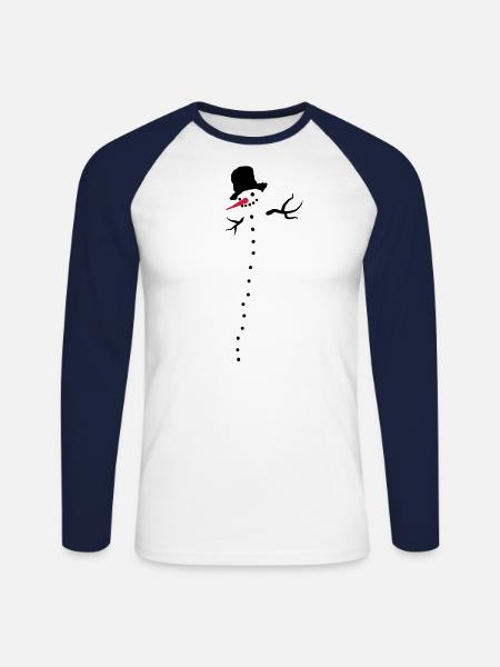 snowman - Unisex Long Sleeve Baseball T-Shirt - white/navy