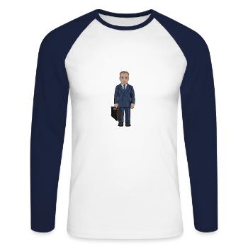 Dag Hammarskjöld - T-shirt baseball manches longues Homme - blanc/marine - Devant - Nik (191cm)