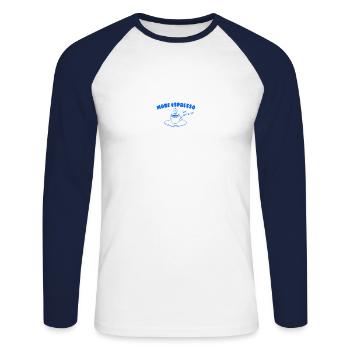 Plus d’espresso, moins de Despresso - T-shirt baseball manches longues Homme - blanc/marine - Devant - Nik (191cm)