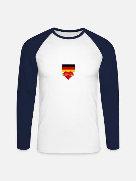 Flag Germany Spain - Unisex Long Sleeve Baseball T-Shirt - white/navy