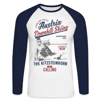 Kitzsteinhorn Austria Snowboard Ski Extreme Design - Unisex Baseballshirt langarm - Weiß/Navy - Vorne - Nik (191cm)