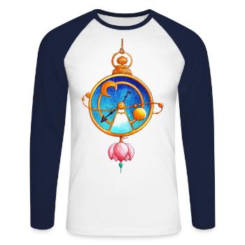 Magic Watch - Unisex Long Sleeve Baseball T-Shirt - white/navy - Front - Nik (191cm)