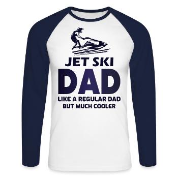 Jet ski Water Sports Boat Dad Fathers day Funny - Unisex Long Sleeve Baseball T-Shirt - white/navy - Front - Nik (191cm)
